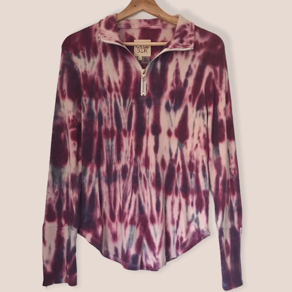 Chaser Vintage Style Qtr Zip Tie Dye Wash Top